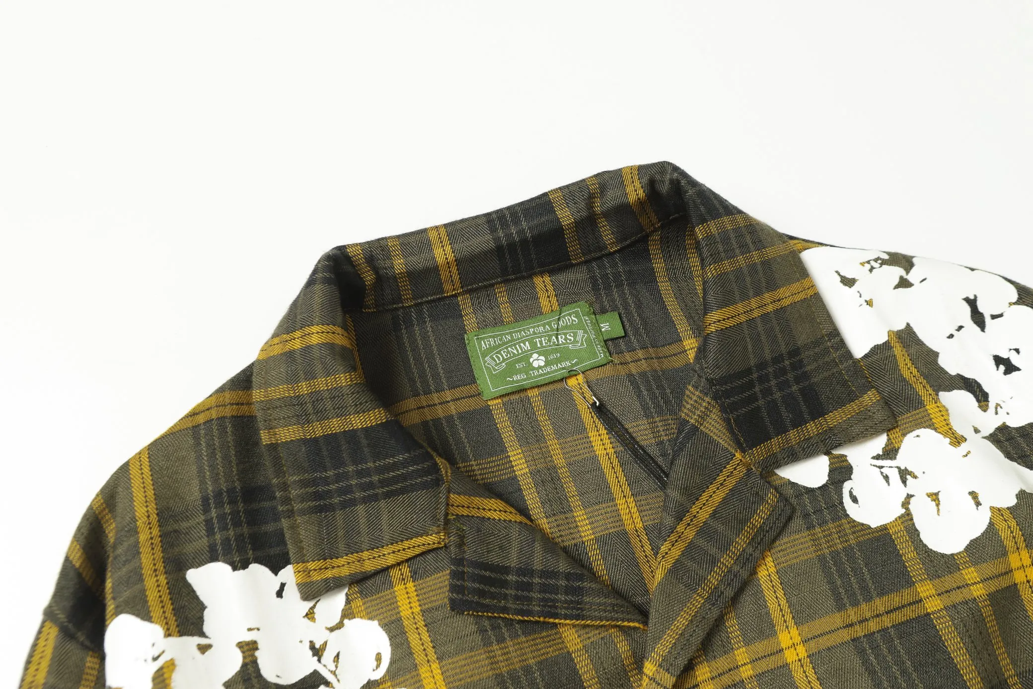 P136 383 DENIM TEARS kapok European and American fashion brand high-quality plaid long-sleeved shirt set Color Red Gray Yellow Size S-XL